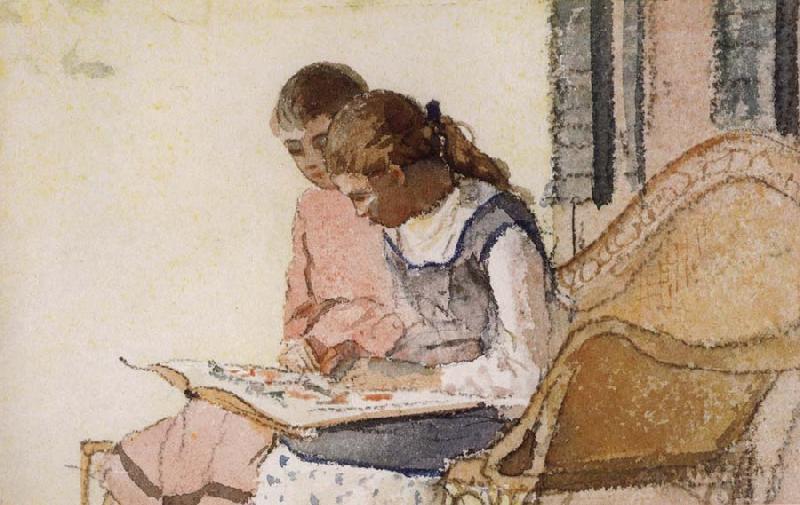 Winslow Homer Two Girls Looking at a Book France oil painting art